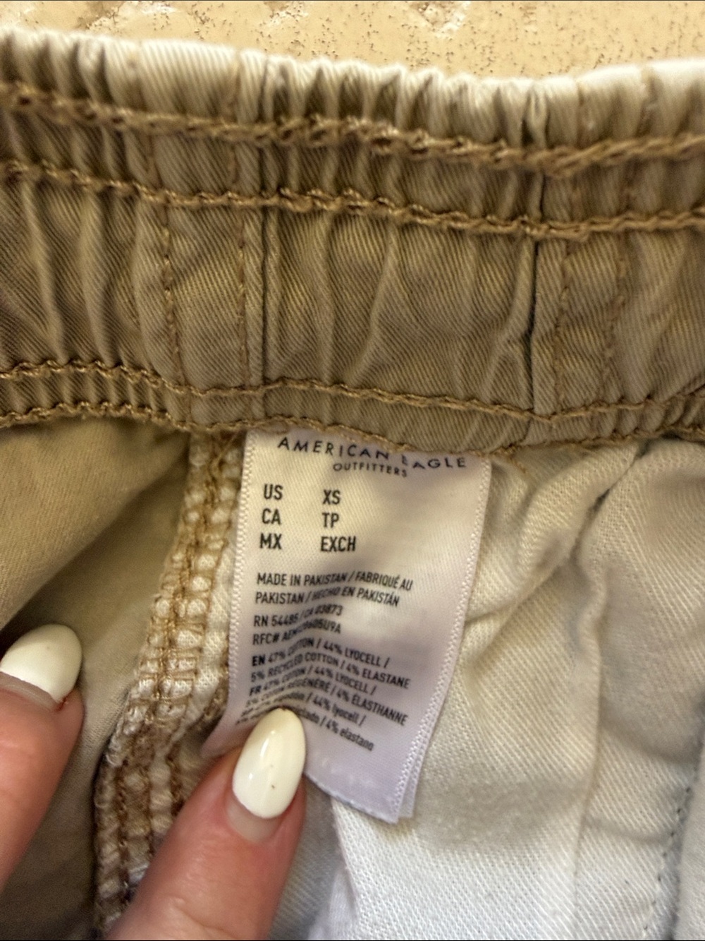 American Eagle Outfitters Men's Light Beige Drawstring Athletic Shorts - Picture 3 of 5